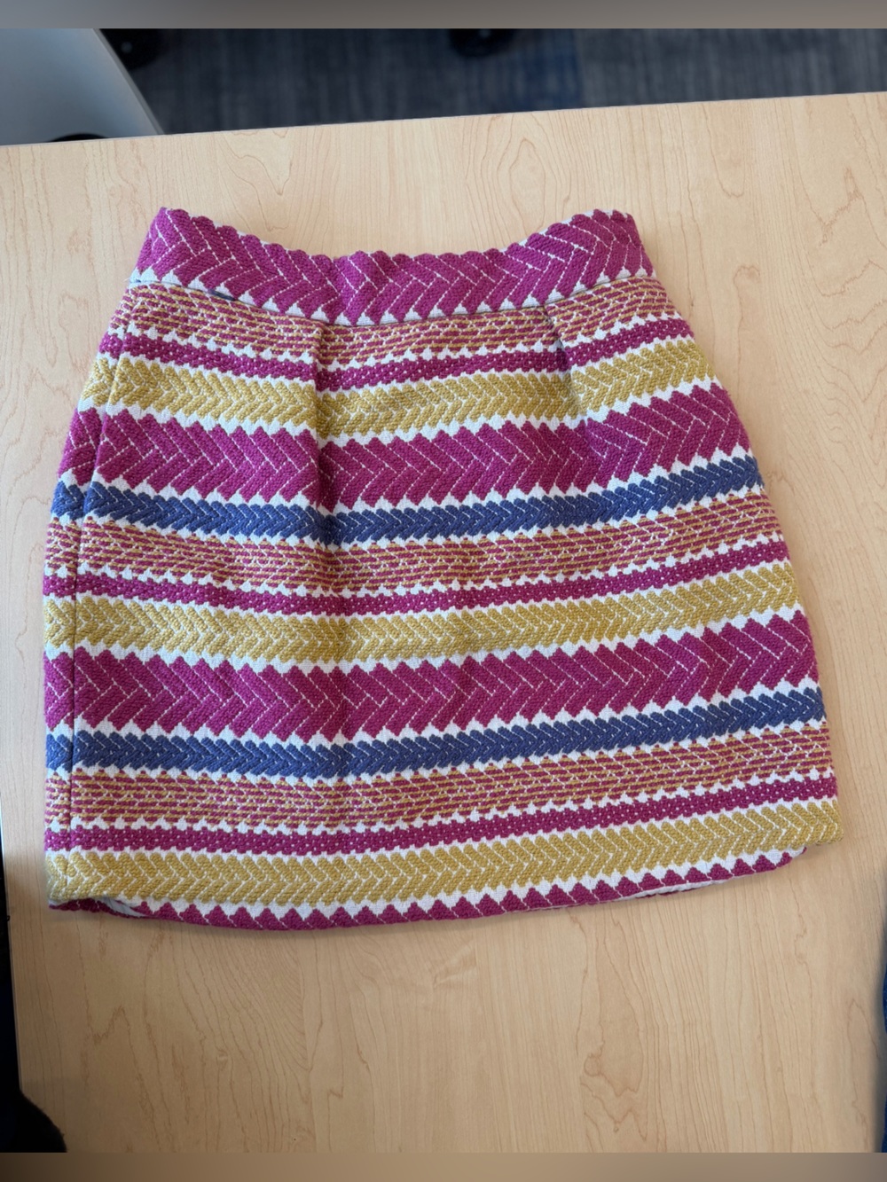 Anthropologie Chevron Knit Mini Skirt - Magenta, Mustard, Navy, White